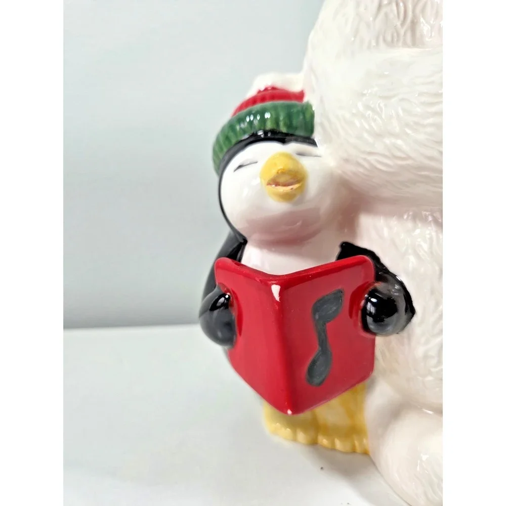 Vintage Rare Hand Painted CELLAR Bear &‎ Penguin Cookie Jar Original Box